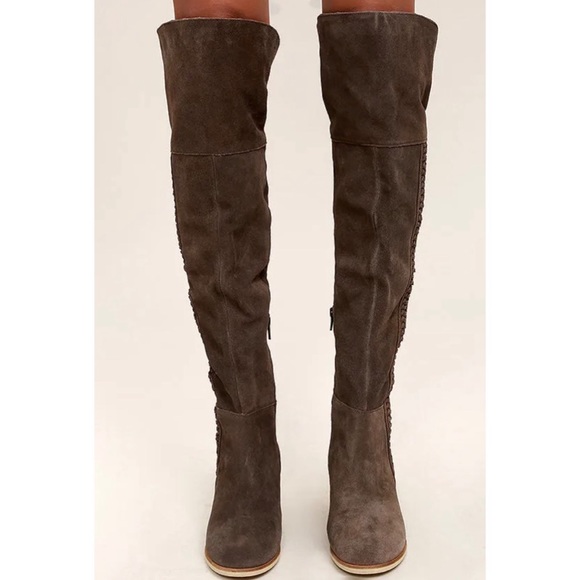 Coconuts By Matisse Muse Chocolate Suede Leather Over the Knee Boots NWT - Picture 2 of 13